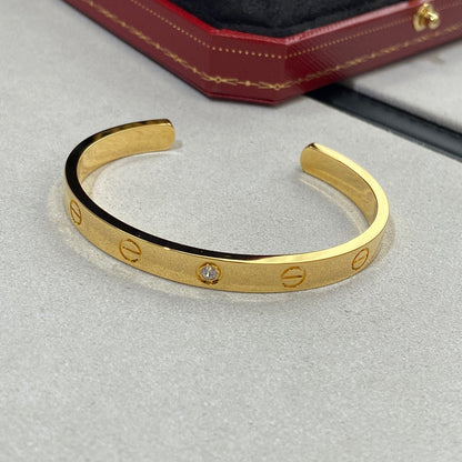 [CiCi]LOVE BRACELET 6.1MM 1 DIAMOND OPEN CUFF