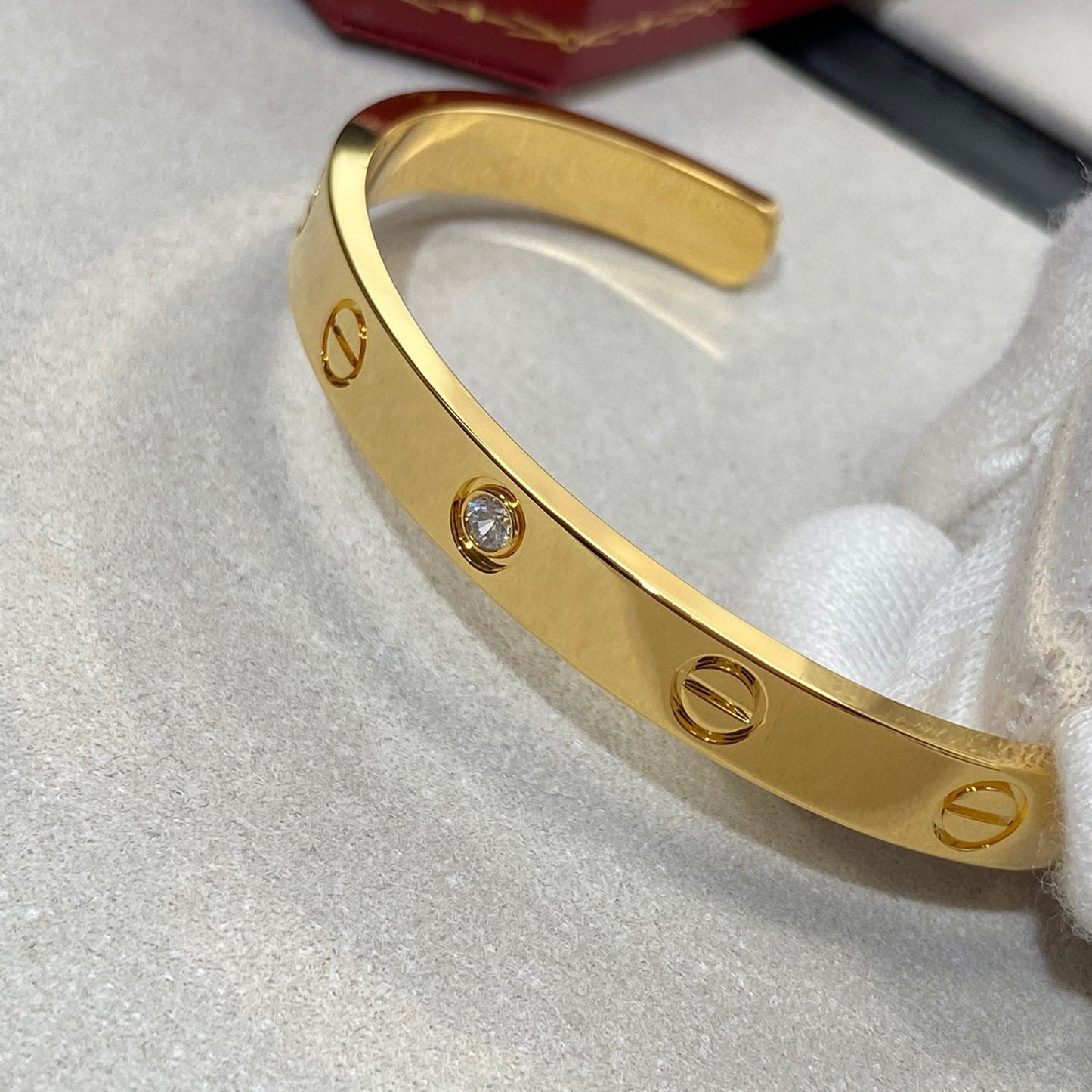 [CiCi]LOVE BRACELET 6.1MM 1 DIAMOND OPEN CUFF