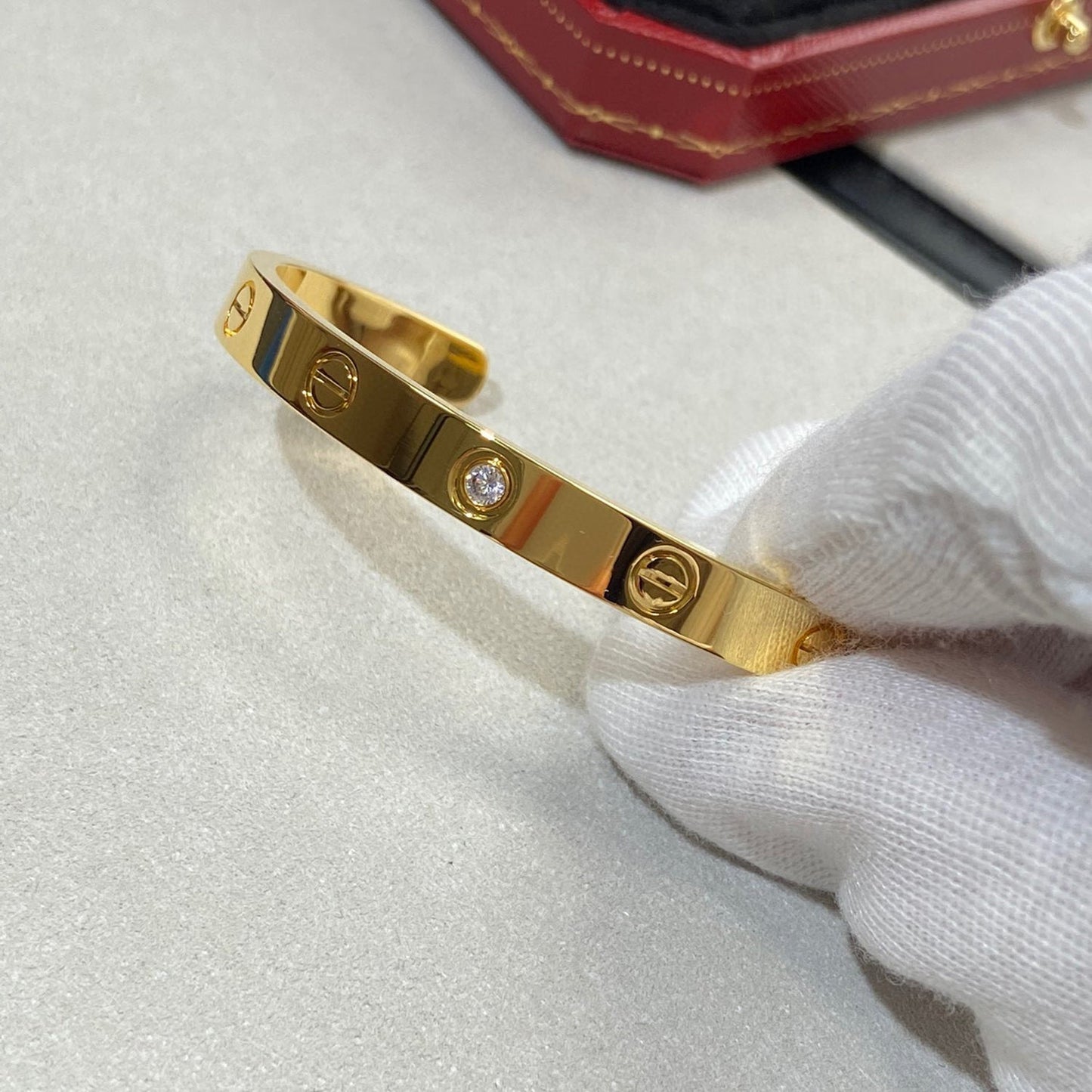 [CiCi]LOVE BRACELET 6.1MM 1 DIAMOND OPEN CUFF