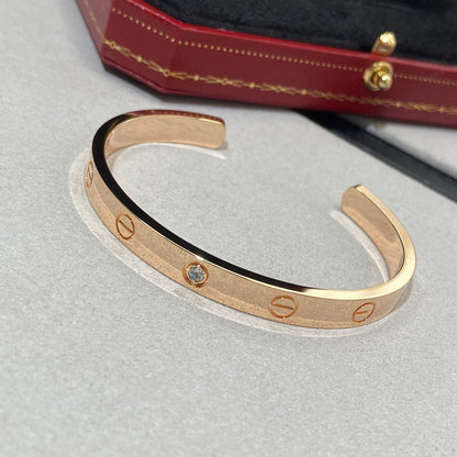 [CiCi]LOVE BRACELET 6.1MM 1 DIAMOND OPEN CUFF
