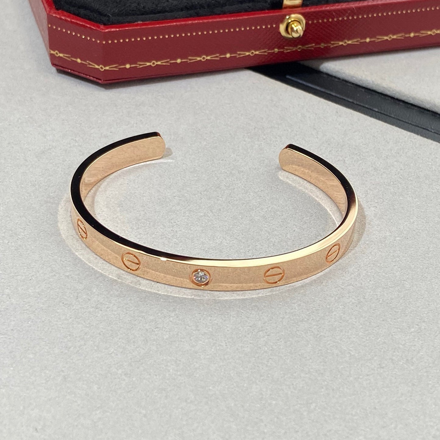 [CiCi]LOVE BRACELET 6.1MM 1 DIAMOND OPEN CUFF