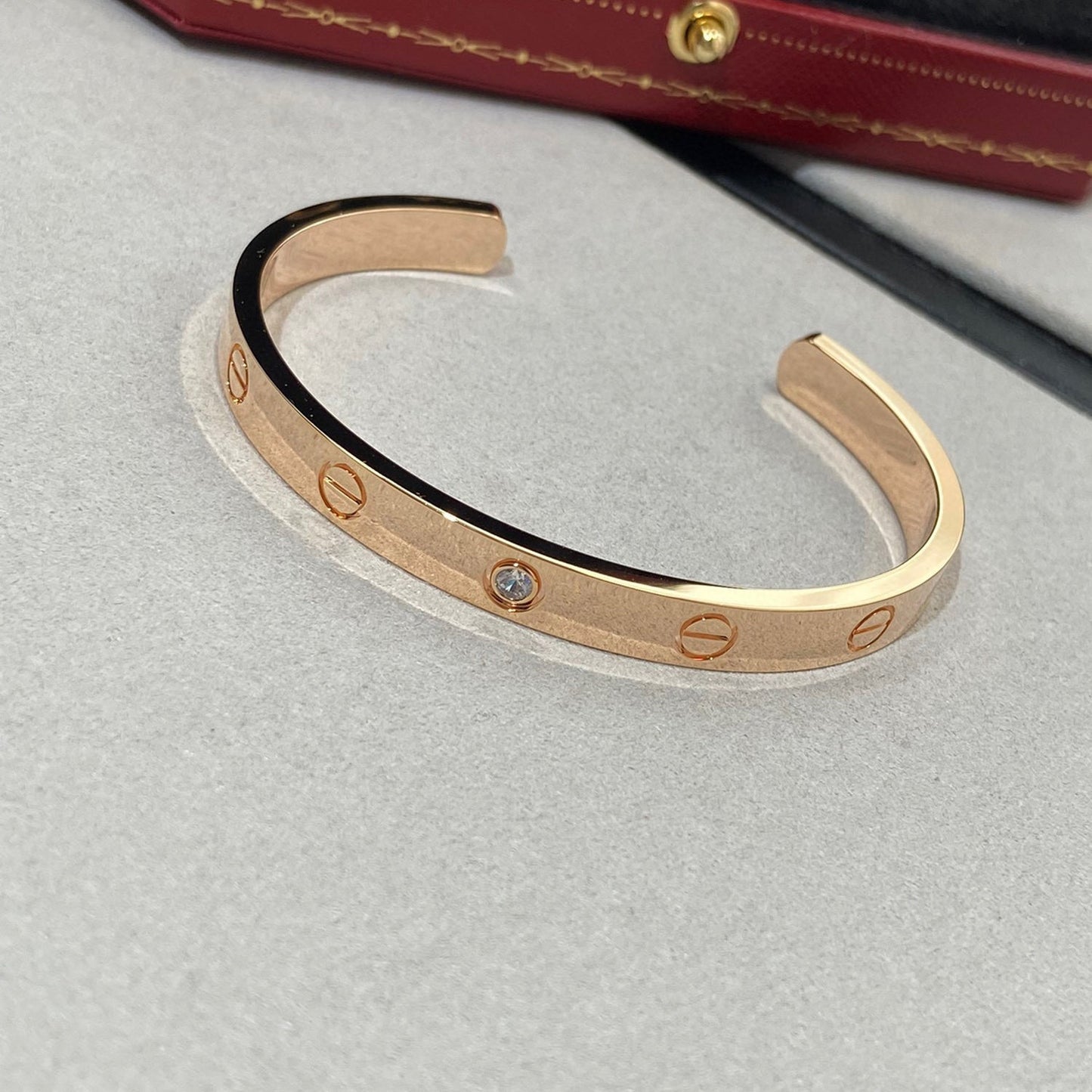 [CiCi]LOVE BRACELET 6.1MM 1 DIAMOND OPEN CUFF