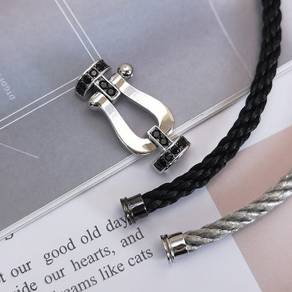 [CiCi]FORCE LARGE HORSESHOE BLACK DIAMOND BRACELET SILVER