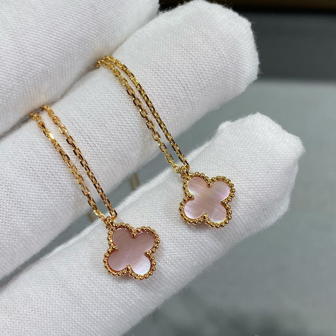 [CiCi]CLOVER 9.5MM PINK MOTHER OF PEARL SINGLE FLOWER NECKLACE