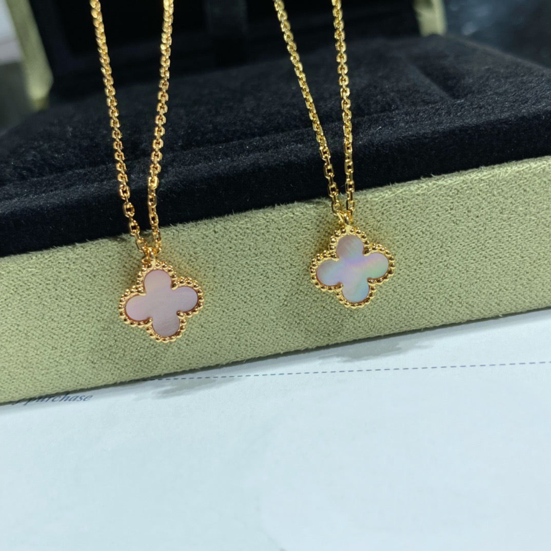[CiCi]CLOVER 15MM ROSA PERLMUTT EINZELBLUMEN-HALSKETTE