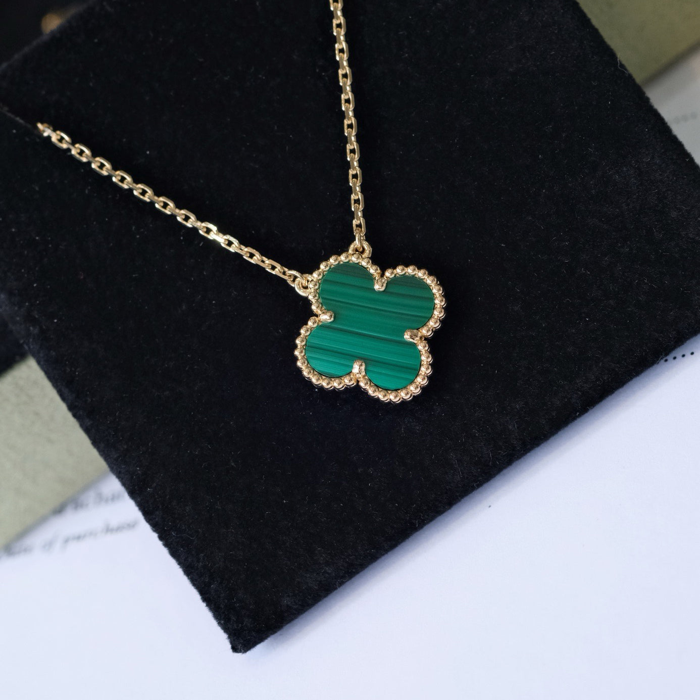 [CiCi]CLOVER 15MM MALACHIT EINZELBLUMEN HALSKETTE