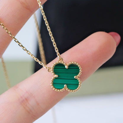 [CiCi]CLOVER 15MM MALACHIT EINZELBLUMEN HALSKETTE