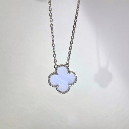 [CiCi]CLOVER 15MM BLAUER CHALCEDON HALSKETTE SILBER