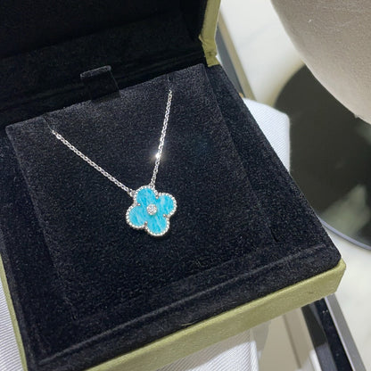 [CiCi]CLOVER 15MM DIAMOND SVRES PORZELLAN HALSKETTE SILBER