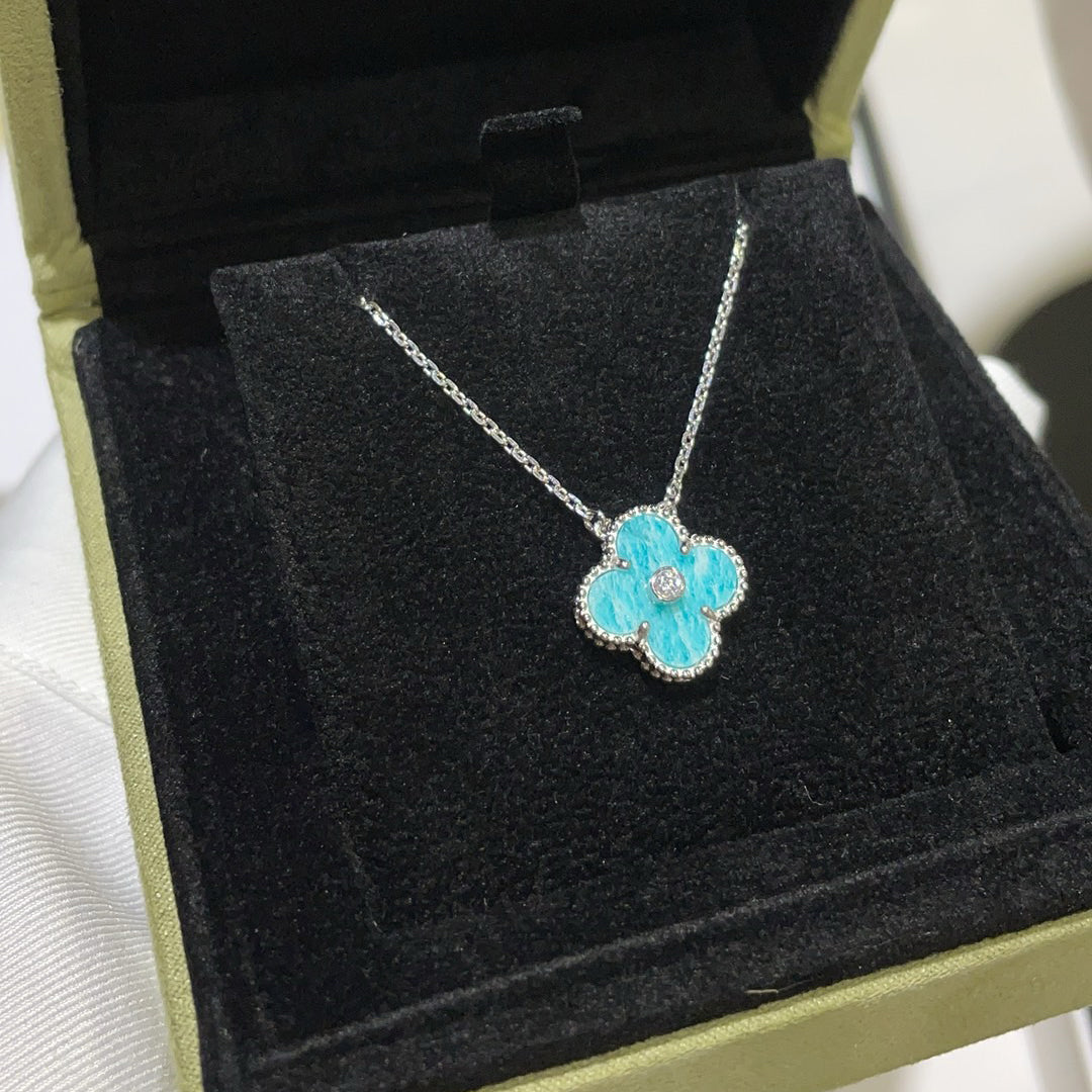 [CiCi]CLOVER 15MM DIAMOND SVRES PORZELLAN HALSKETTE SILBER