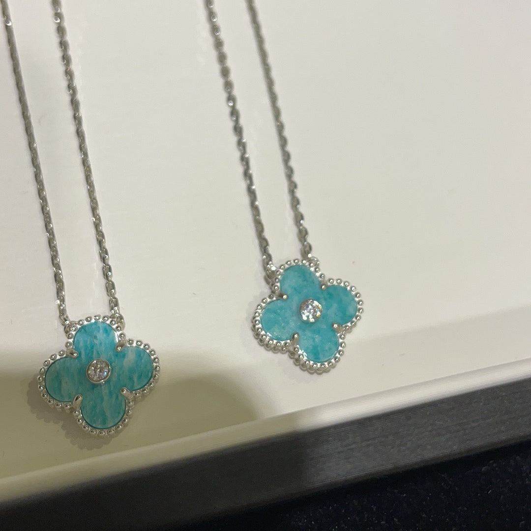 [CiCi]CLOVER 15MM DIAMOND SVRES PORZELLAN HALSKETTE SILBER