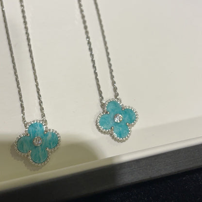 [CiCi]CLOVER 15MM DIAMOND SVRES PORZELLAN HALSKETTE SILBER