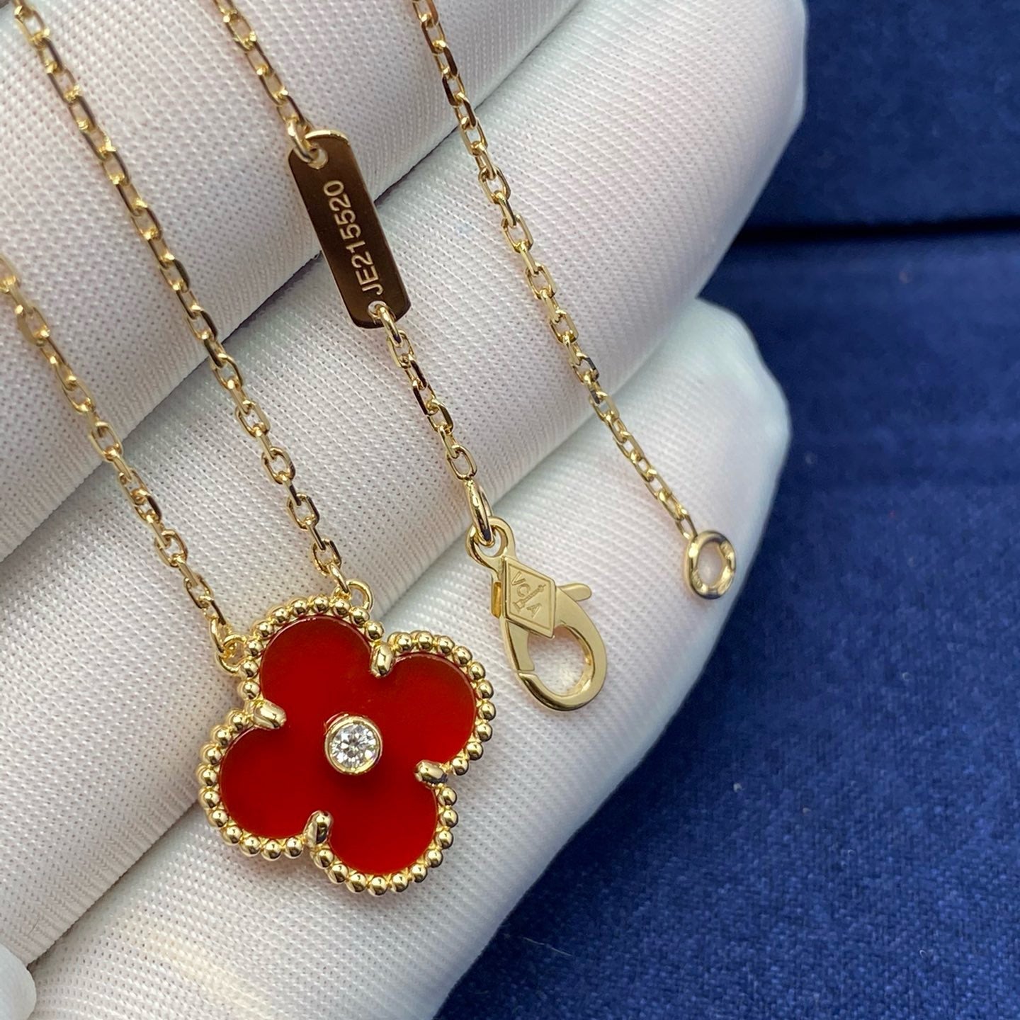 [CiCi]CLOVER 15MM DIAMOND CARNELIAN NECKLACE