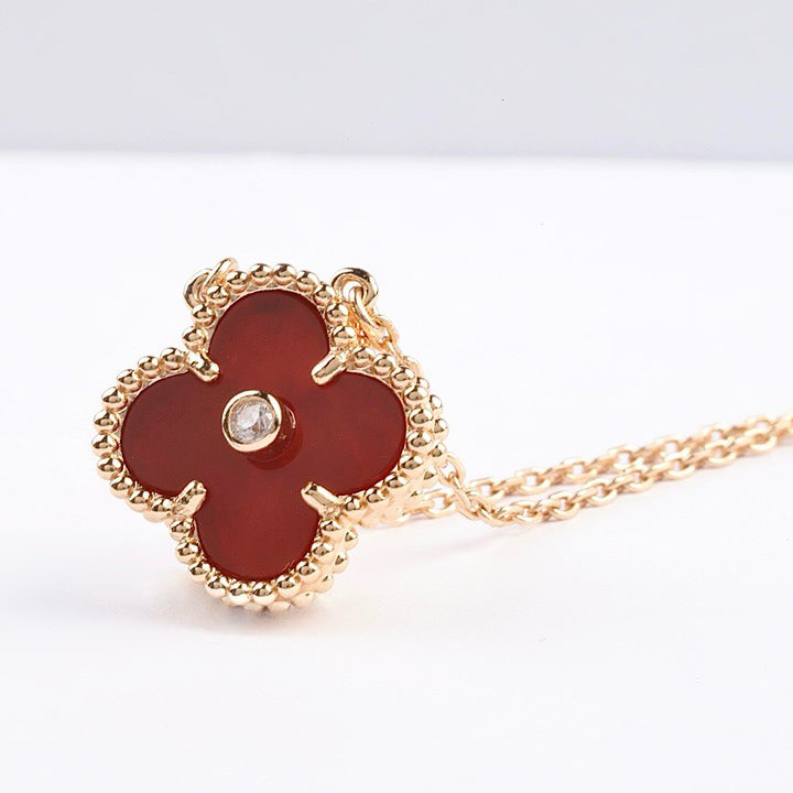 [CiCi]CLOVER 15MM DIAMOND CARNELIAN NECKLACE