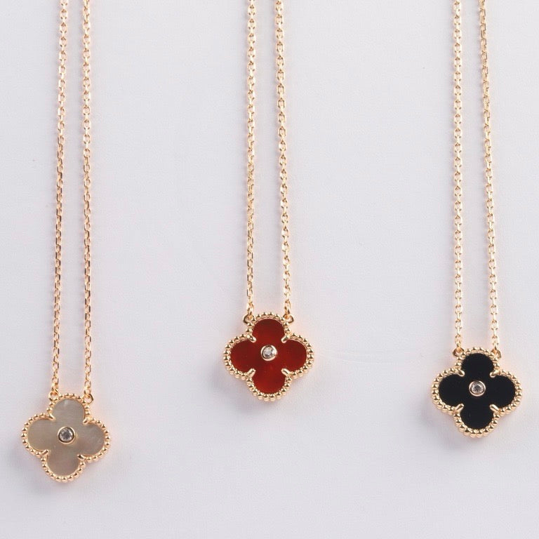 [CiCi]CLOVER 15MM DIAMOND CARNELIAN NECKLACE