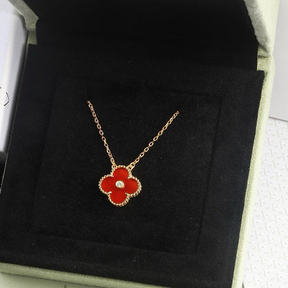 [CiCi]CLOVER 15MM DIAMOND CARNELIAN NECKLACE