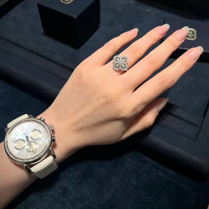 [CiCi]LOOP RING FULL MOTIF DIAMOND 16MM SILVE