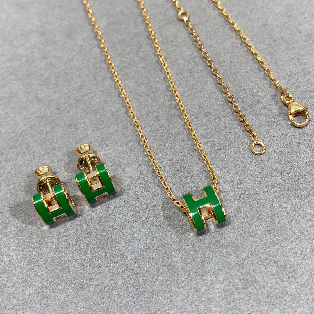 [CiCi]POP H GRÜNE HALSKETTE SILBER UND GOLD