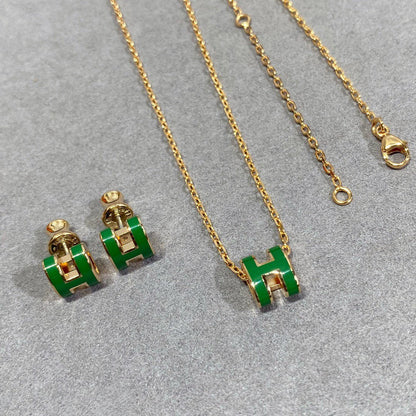 [CiCi]POP H GRÜNE HALSKETTE SILBER UND GOLD