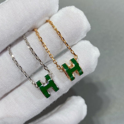 [CiCi]POP H GRÜNE HALSKETTE SILBER UND GOLD