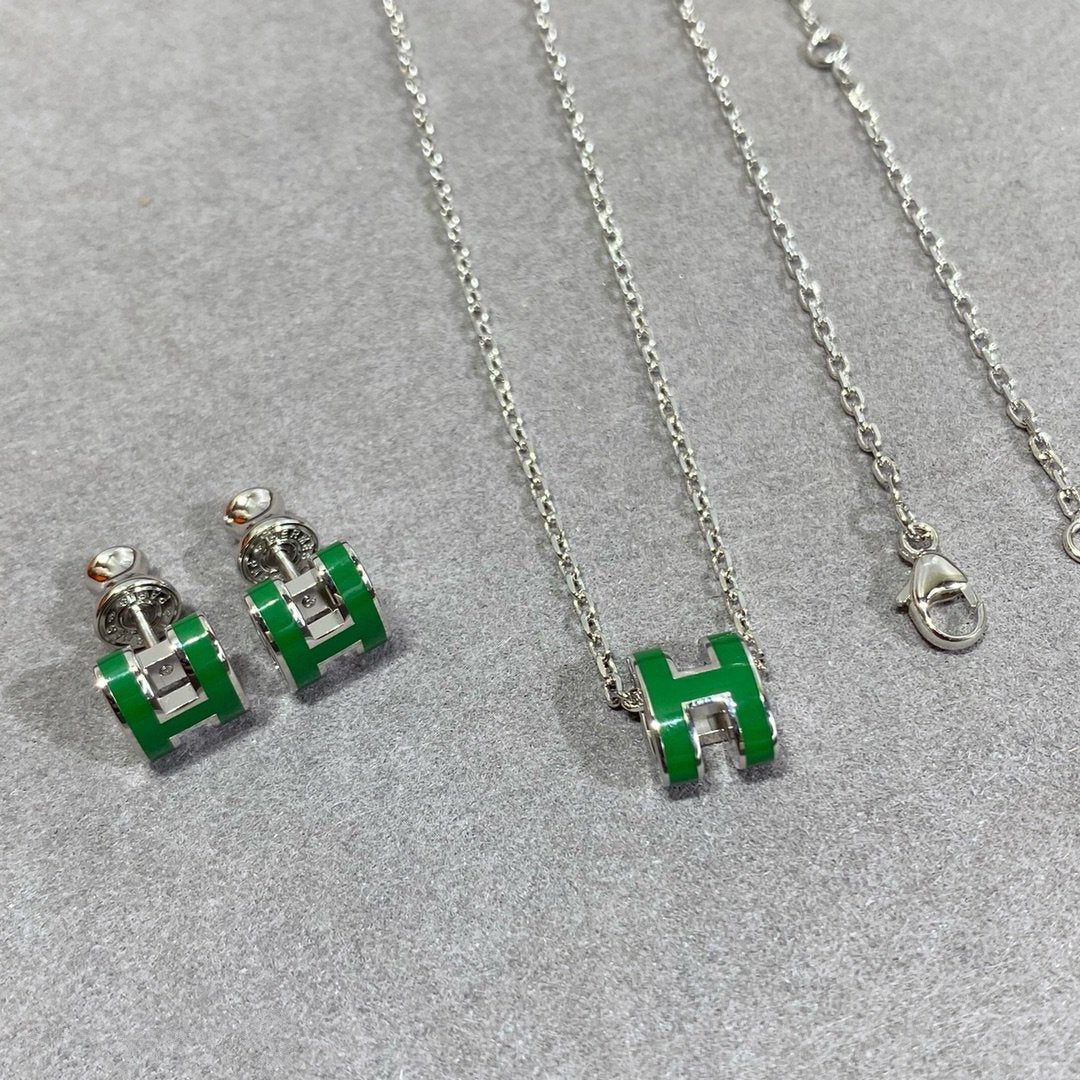 [CiCi]POP H GRÜNE HALSKETTE SILBER UND GOLD