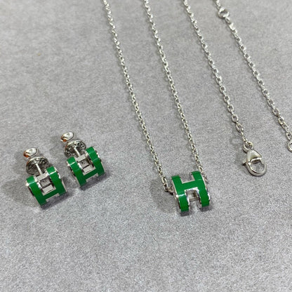 [CiCi]POP H GRÜNE HALSKETTE SILBER UND GOLD