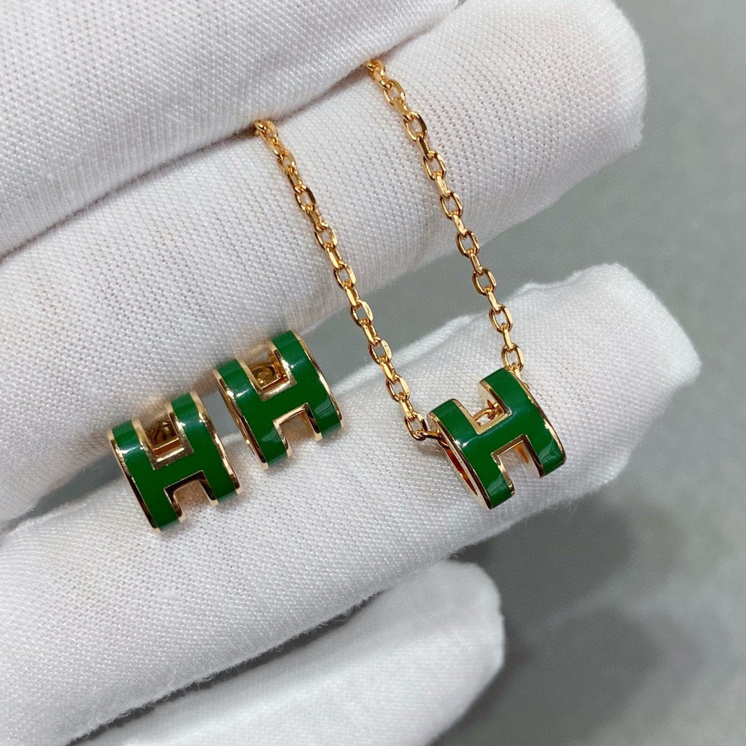 [CiCi]POP H GRÜNE HALSKETTE SILBER UND GOLD