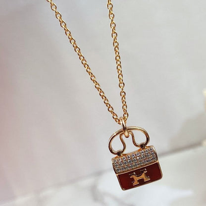 [CiCi]CONSTANCE RED PEDANT PINK GOLD NECKLACE