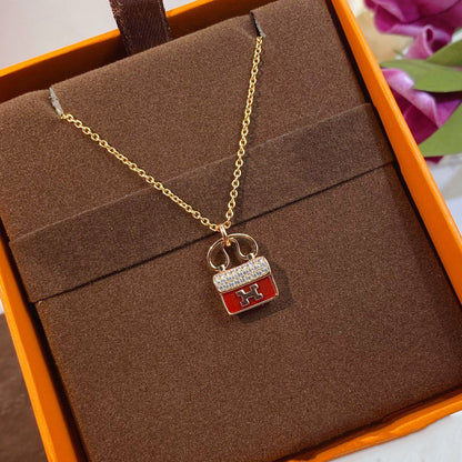 [CiCi]CONSTANCE RED PEDANT PINK GOLD NECKLACE