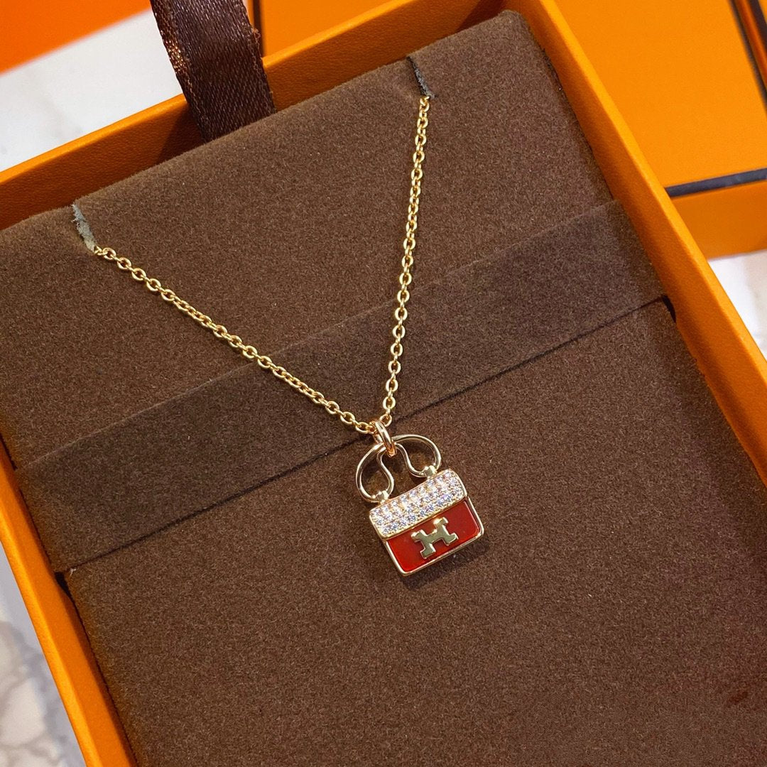 [CiCi]CONSTANCE RED PEDANT PINK GOLD NECKLACE