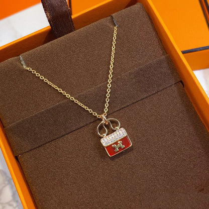 [CiCi]CONSTANCE RED PEDANT PINK GOLD NECKLACE