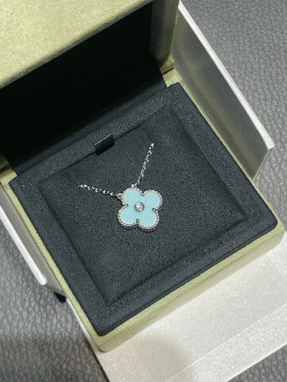 [CiCi]CLOVER 1 DIAMANT HELLBLAU SILBER KETTE