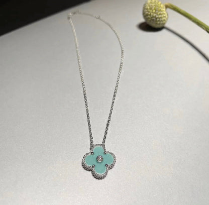 [CiCi]CLOVER 1 DIAMANT HELLBLAU SILBER KETTE