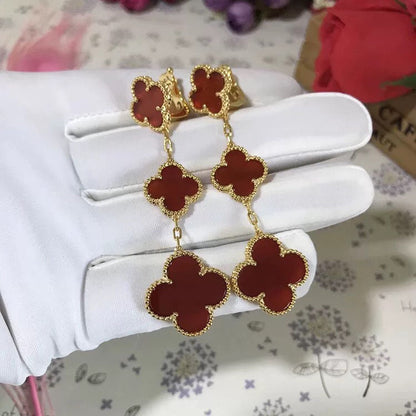 [CiCi]CLOVER 3 MOTIF CARNELIAN DROP EARRINGS