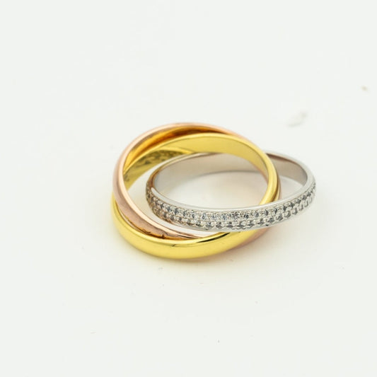 [CiCi]TRINITY RING GOLD PINK GOLD SILVER DIAMONDS