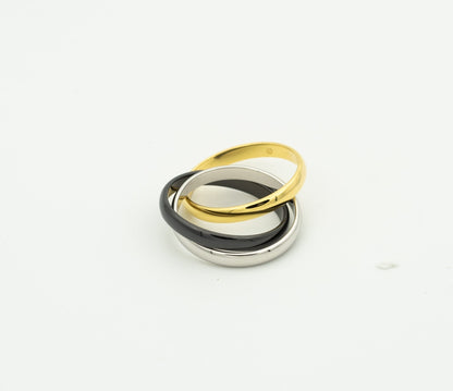 [CiCi]TRINITY RING BLACK GOLD SILVER