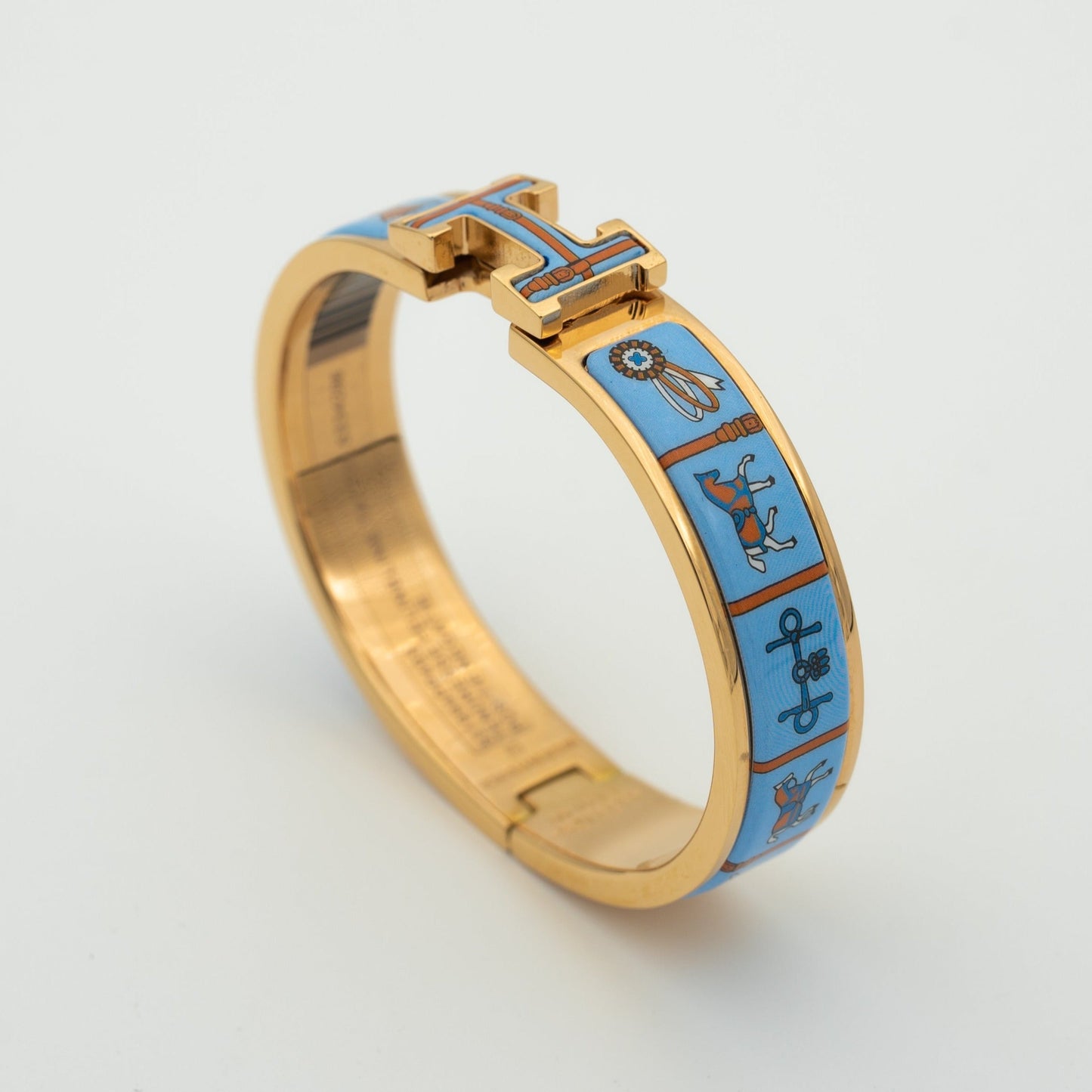 [CiCi]H PINK GOLD BRACELET BLUE CERAMIC