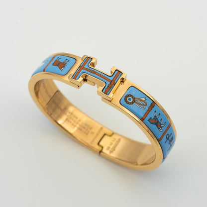 [CiCi]H PINK GOLD BRACELET BLUE CERAMIC