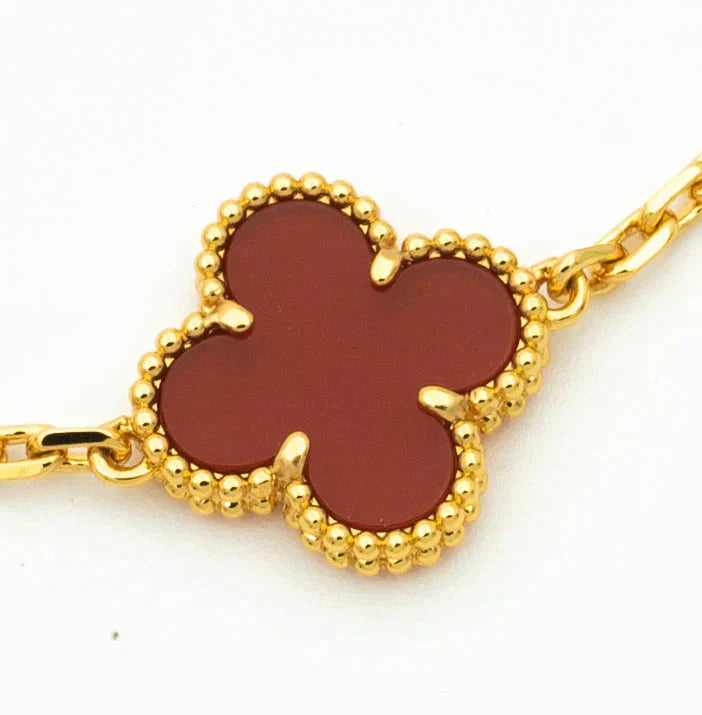[CiCi] CLOVER 5 MOTIF RED CORNELIAN BRACELET COLLECTION