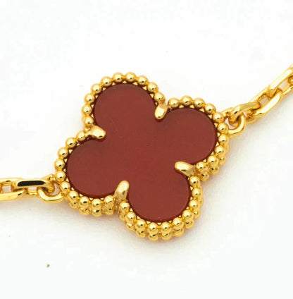 [CiCi] CLOVER 5 MOTIF RED CORNELIAN BRACELET COLLECTION