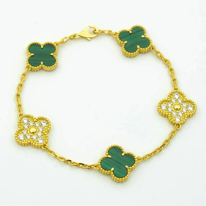 [CiCi] CLOVER 5 MOTIF MALACHITE BRACELET COLLECTION