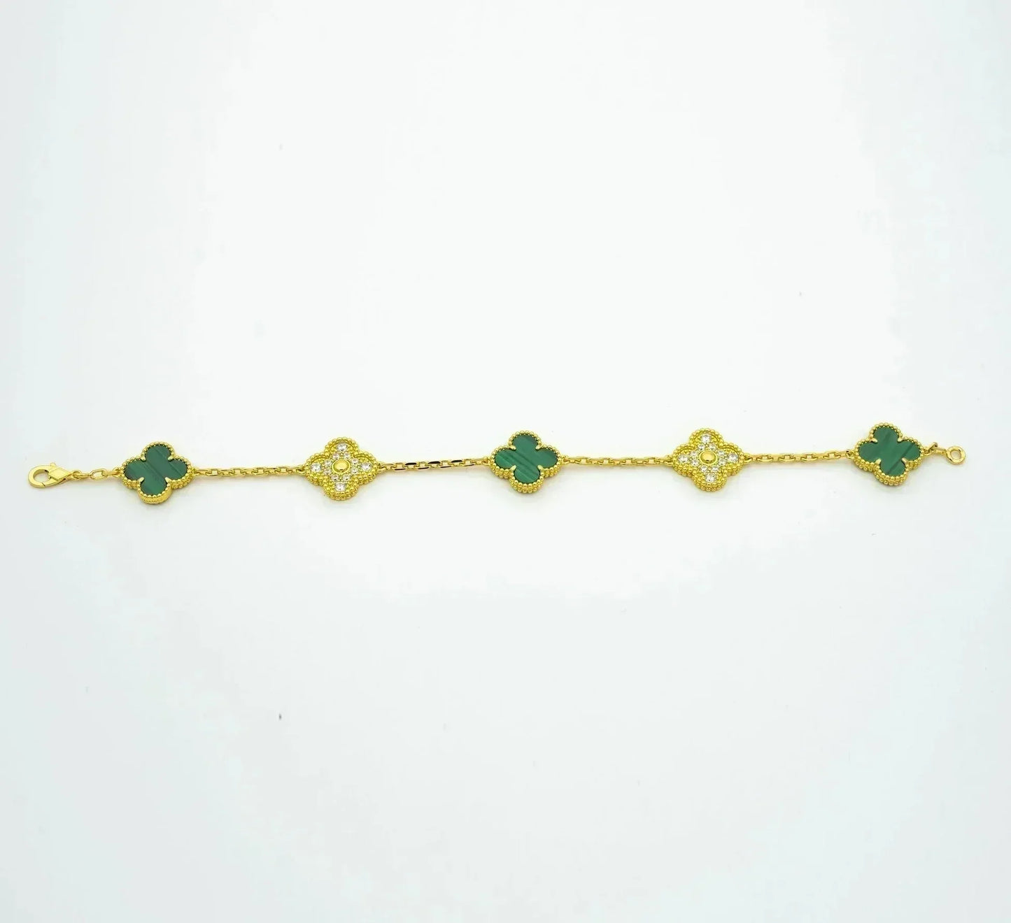 [CiCi] CLOVER 5 MOTIF MALACHITE BRACELET COLLECTION