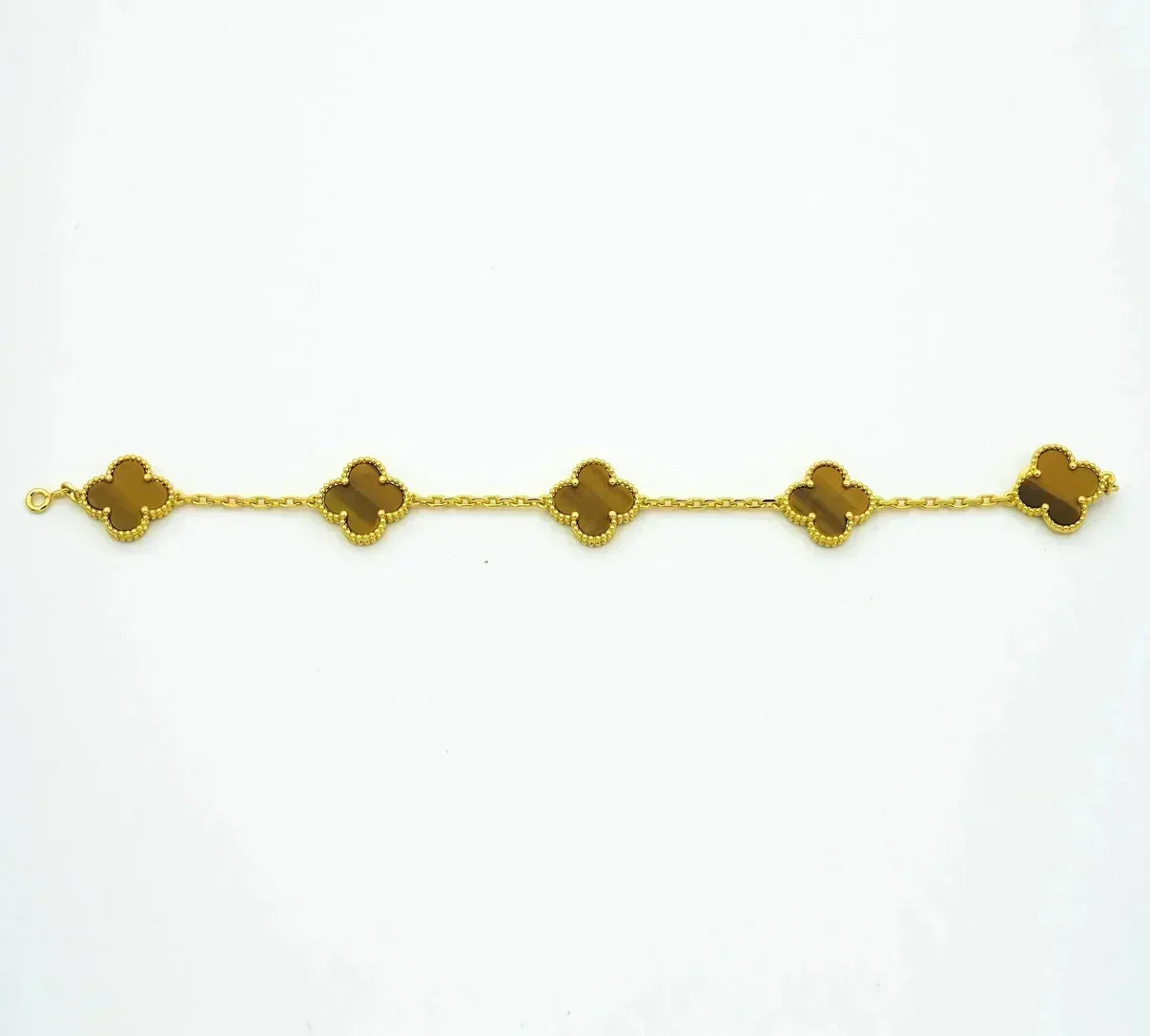[CiCi] CLOVER 5 MOTIFS TIGER EYE BRACELET COLLECTION