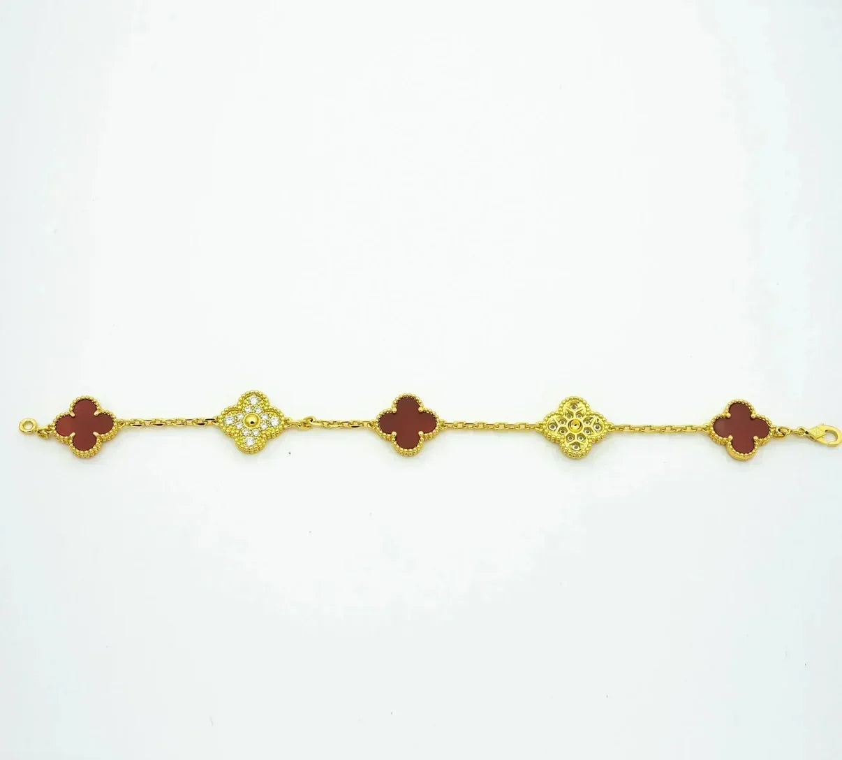 [CiCi] CLOVER 5 MOTIF RED CORNELIAN BRACELET COLLECTION