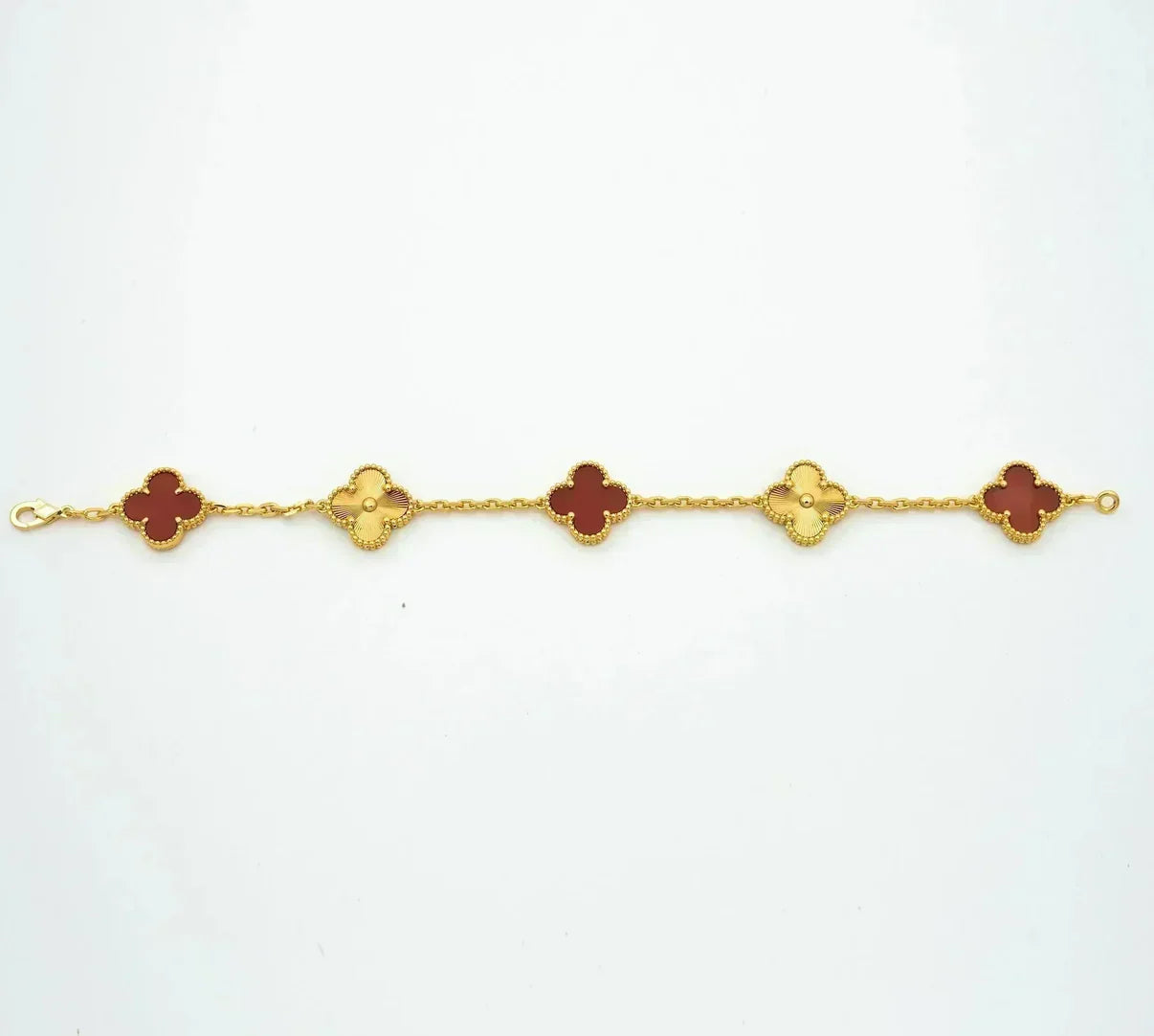 [CiCi] CLOVER 5 MOTIF RED CORNELIAN BRACELET COLLECTION