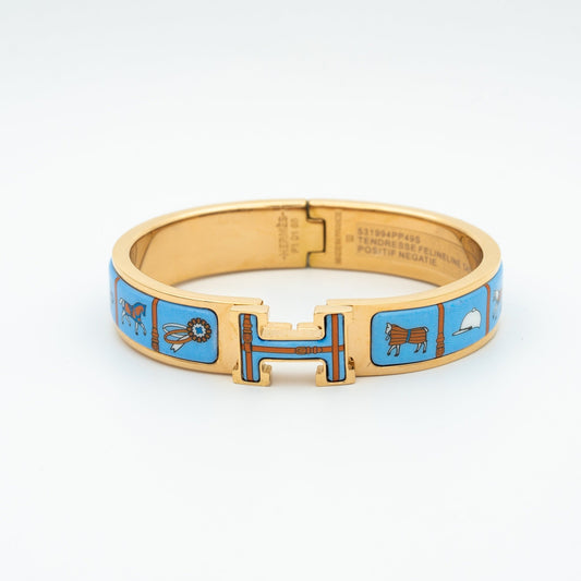[CiCi]H PINK GOLD BRACELET BLUE CERAMIC