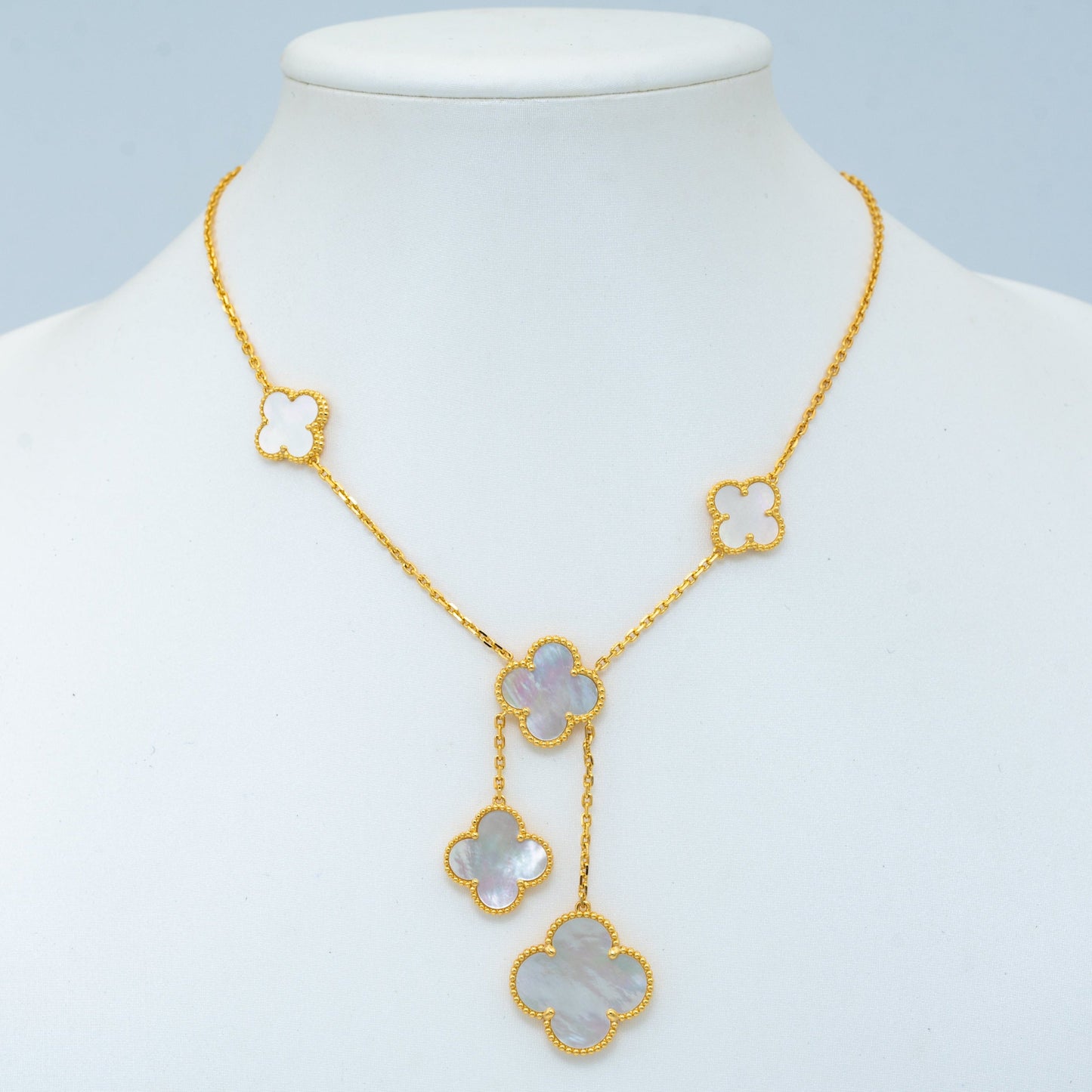 [CiCi]CLOVER MOTHER OF PEARL NECKLACE 6 MOTIF