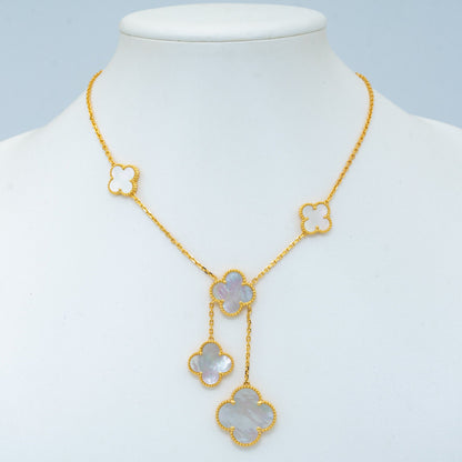 [CiCi]CLOVER MOTHER OF PEARL NECKLACE 6 MOTIF