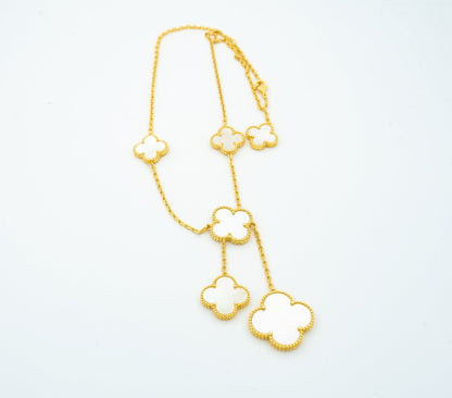 [CiCi]CLOVER MOTHER OF PEARL NECKLACE 6 MOTIF