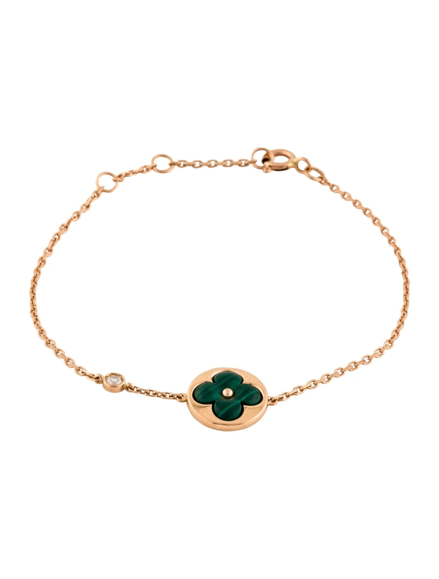 [CiCi]SUN MALACHITE 1 DIAMOND PINK GOLD BRACELET